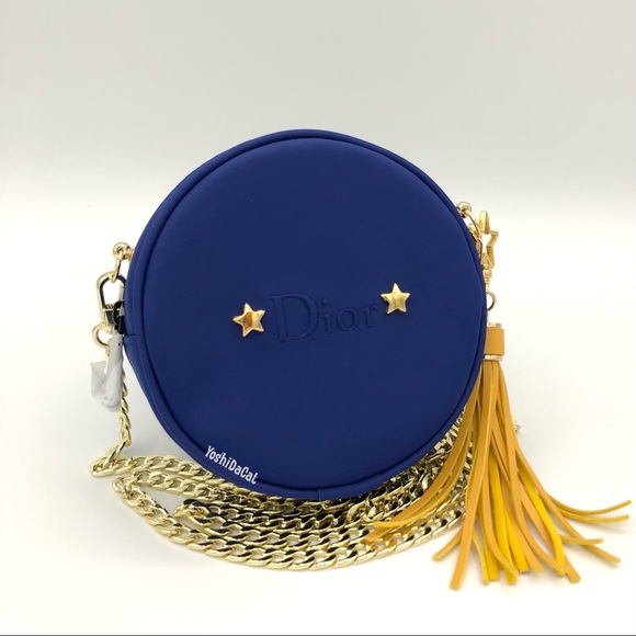🆕 Dior Beauty Cosmetic Pouch to Crossbody Bag Purse Case, Blue Round Circle New - Picture 3 of 10